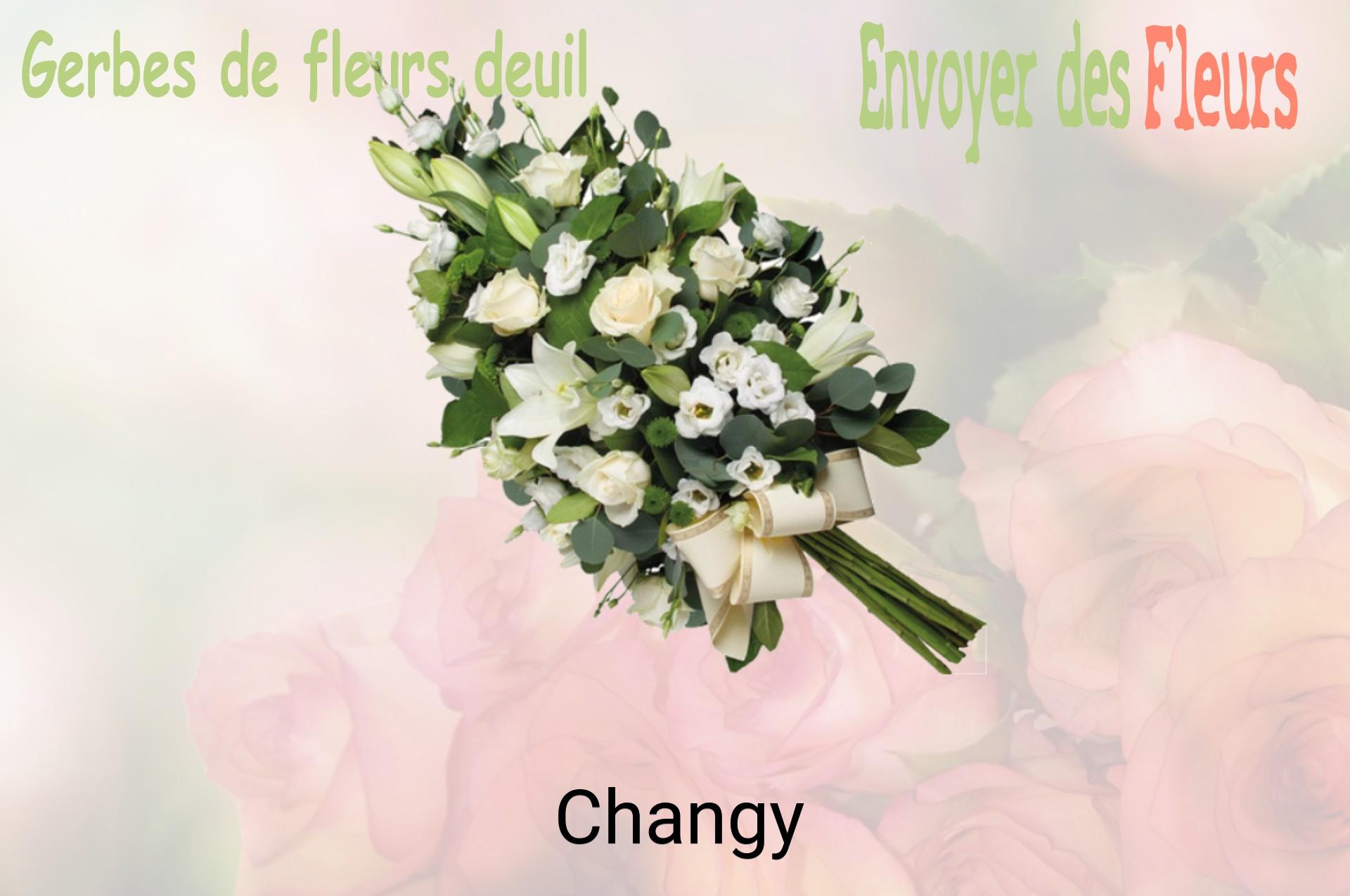 Gerbe de fleurs de deuil livrée à Changy
